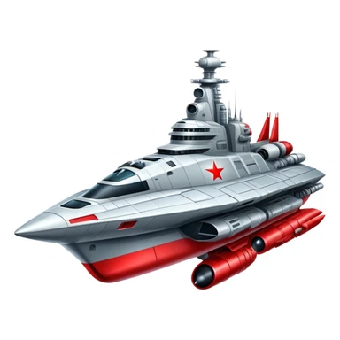 Futuristic Russian battle cruiser spaceship with red star insignia sticker