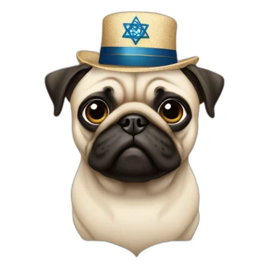 pug with jewish hat sticker