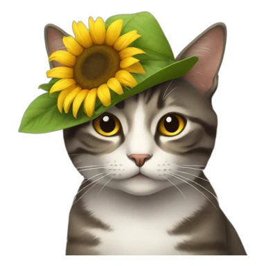 A cat with a sunflower hat sticker