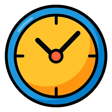 clock icon, clear outlines, strong shadows and highlights, psychosomatics and psychology theme, fun and not too complex sticker