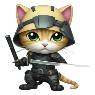 Cyberpunk cat with katana sticker