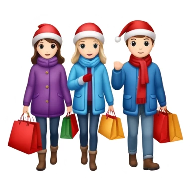 Christmas department store with festive shoppers sticker
