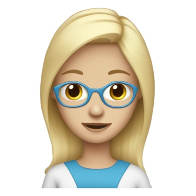 Blond hair blue eyes girl with laptop  sticker