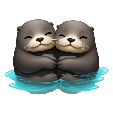 otters holding hands while sleeping on the water with black heart sticker