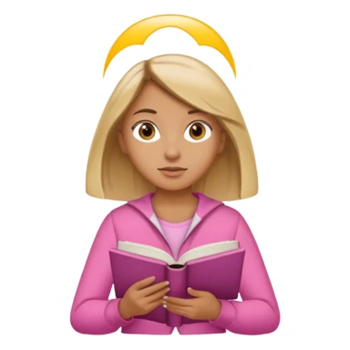 Pink clothes girl with Brown Blonde hair reading a book sticker