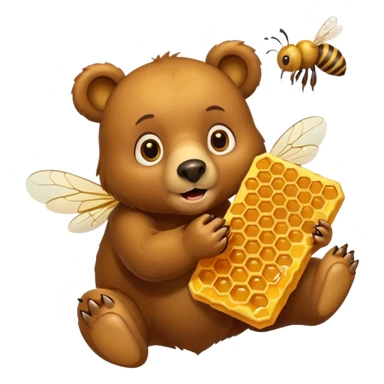 bear eating honeycomb with bees flying around sticker