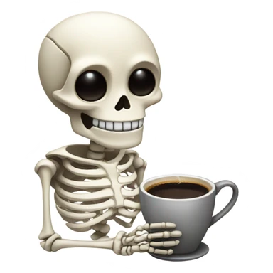 Cute skeleton holding coffee sticker