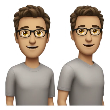 white guy with dark hairs curtain haircut straight dark eyebrows big lips in glasses sticker