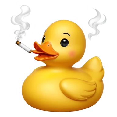 Rubber duck gettinf high on weed cartoon sticker