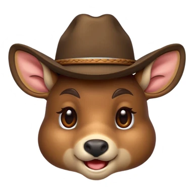 A deer winking with a cowboy hat sticker