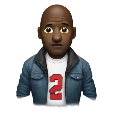 Michael Jordan in a jacket holds his head and is sad sticker