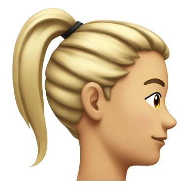 a side profile of a face with a black spot on there cheek and a ponytail  sticker