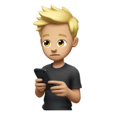 A blonde kid playing brawlstars in his phone  sticker