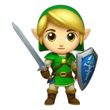 Zelda baby link standing with sword and shield sticker