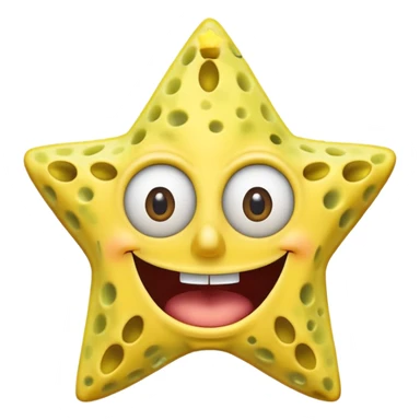 Star face SpongeBob mouth shape open happy sticker