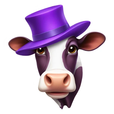 Cow with purple hat  sticker