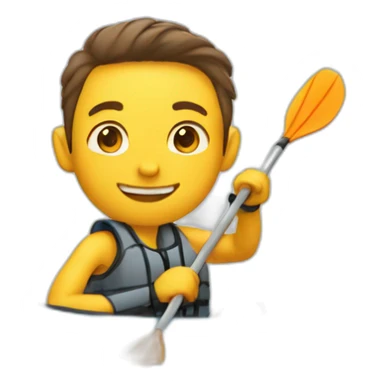 Thin young man in a kayak waving sticker