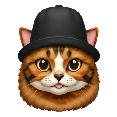 tortoiseshell cat with a british hat. mostly black and brown sticker