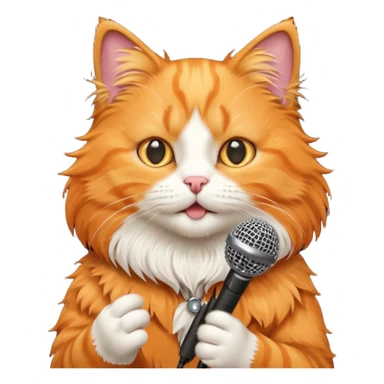 orange cat holding microphone sticker
