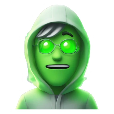 a cartoon character standing in front of a green light, inspired by Milton Menasco, plasma charges, smoky laboratory, edd, transforming into his final form, closeup!!!!! sticker