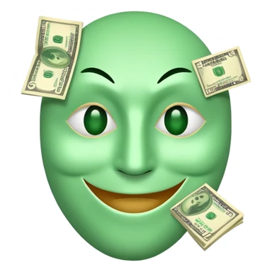 Green happy face with money symbol eyes and shiesty mask on  sticker