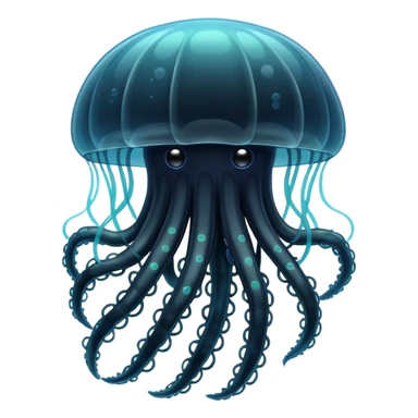 Black jellyfish with two tentacles spreading out sticker