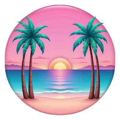 Pink sunset over Palm trees, Caribbean sea gradient, clean soft lighting sticker