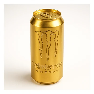 monster energy drink can, gold objects style, shiny metallic gold finish sticker