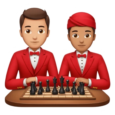 man chess players in red outfits sticker