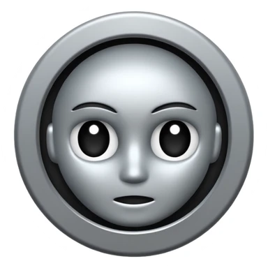 Minimalist broken halo, dark gothic iOS-style emoji, metallic silver, subtle glow, black background sticker