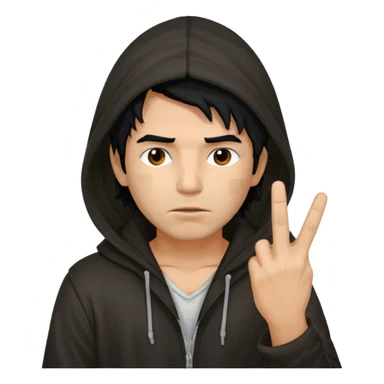 Moreno greñudo con capucha cuba la cara para el dedo del medio hombre pelo negro sticker