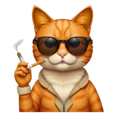 Orange cat with black sunglasses somoking small joint sticker