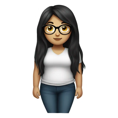 chubby Girl with long black hair with glasses sticker