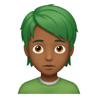 brown boy with green shoulder lenght hair sticker
