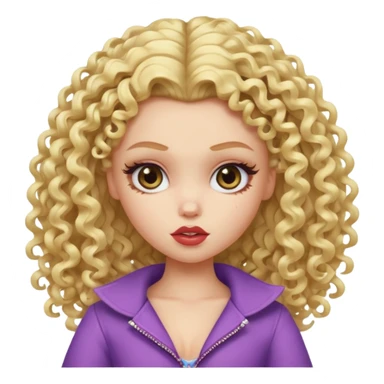 pretty bratz baddie, pale skin, blonde curly hair sticker