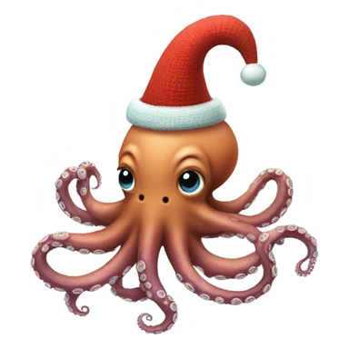 Octopus with a party hat and a Christmas sweater sticker