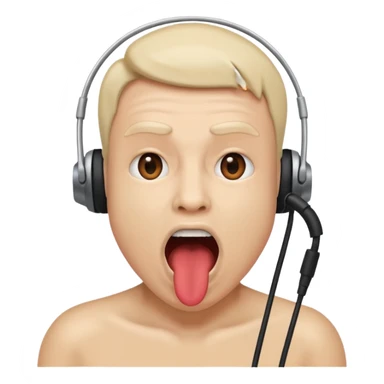 Mouth open wide with audio cable stuffed inside. sticker