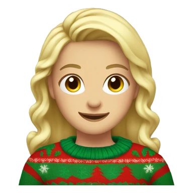 Blonde girl wearing Christmas sweater thumbs up sticker