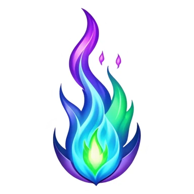 Shiny epic green blue and purple flame sticker