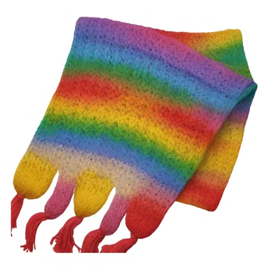 Knit scarf with rainbow design sticker