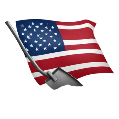 Large American Flag attached to one smaller black shovel in the ground   sticker