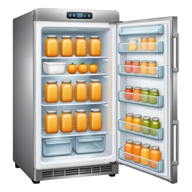 Hi refrigerator ! 
light orange color 
size: 512*512 
inside: full of ingridents sticker