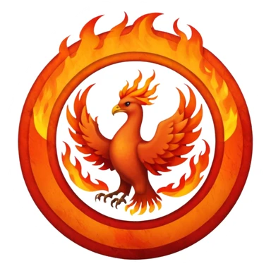 Name text of " Emberborn " An object of fire, circle and Phoenix sticker