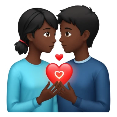 silhouette speaking to another with a heart between them sticker