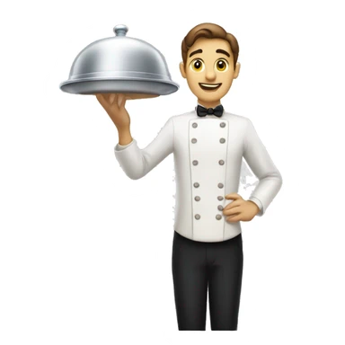 waiter holding cloche in ha sticker