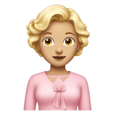 Blond women with baby pink clothes and bow sticker