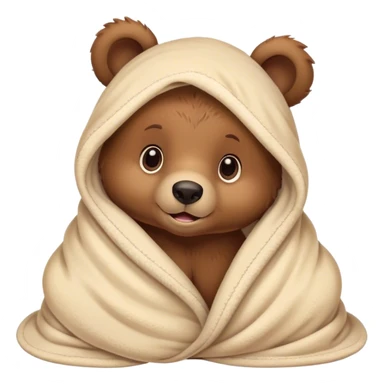 Disney-style cute bear cub in blanket sticker