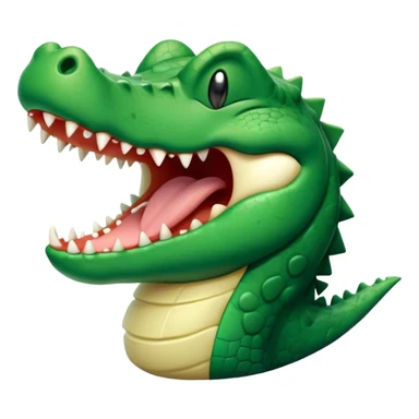 Cinematic Cute Yawning Crocodile Portrait Emoji, Head tilted slightly with a dramatic, wide-open yawn, showcasing a soft, textured emerald-green hide with slightly drooping jaws and half-closed eyes in drowsy contentment, Simplified yet irresistibly adorable features, highly detailed, glowing with a soft, cozy glow, high shine, relaxed yet expressive, stylized with a touch of reptilian whimsy, bright and endearing, soft glowing outline, capturing the essence of a sleepy yet affectionate crocodile, so drowsy it feels like it could stretch out of the screen and curl up for a nap! sticker