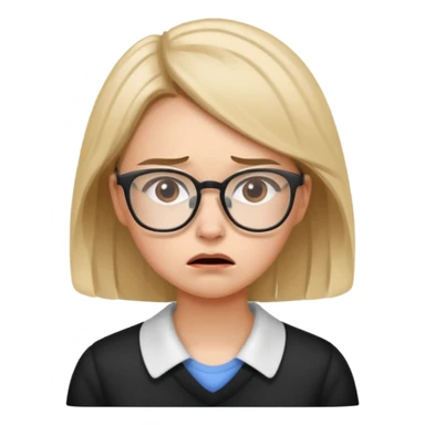 a young lady going crazy not having any work... wearing glasses sticker