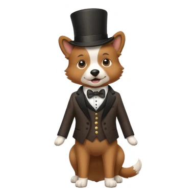 A dog with a suit and a top hat sticker